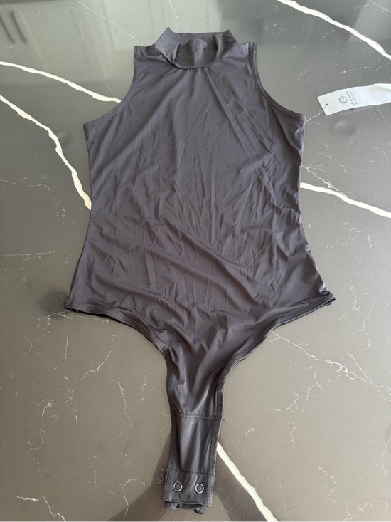 Mono B Tops - Mono B‎ Black Bodysuit with Orange Logo Tag